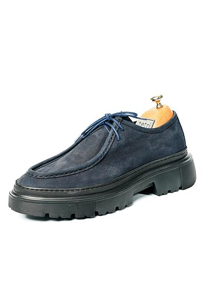 TETRİ Men's Navy Blue Alviso Longo Model Genuine Leather Casual Shoes