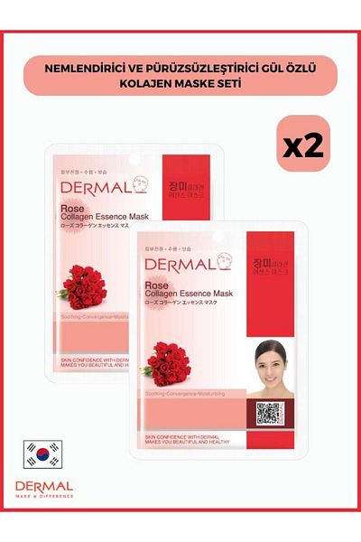 Dermal Moisturizing and Smoothing Rose Extract Collagen Mask Set