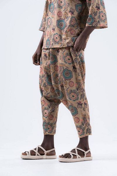 SUPERBLUE Men's Patterned Loose Baggy Trousers with Elastic Waist
