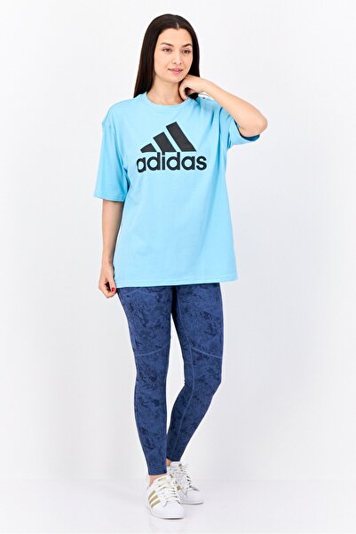 adidas Women Boyfriend Fit Short Sleeve Training T-Shirt, Aqua Blue