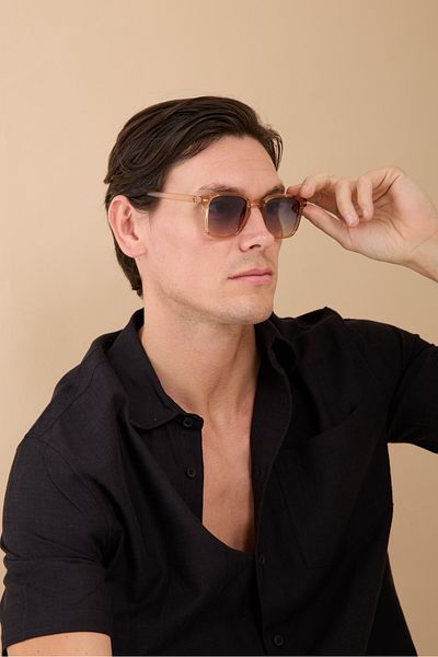 Eyesofia Buck Unisex Men's Nude Brown Sunglasses