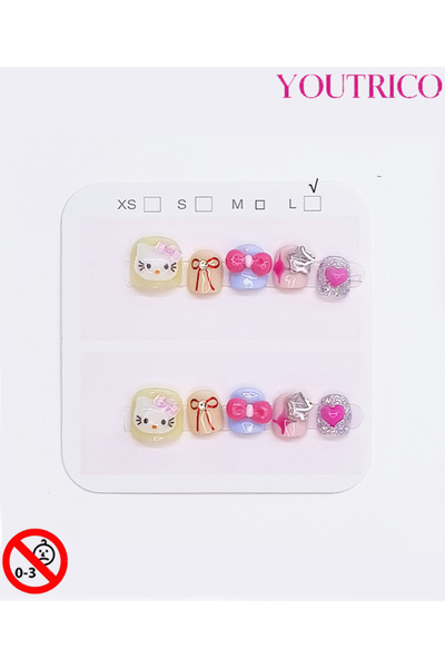 Youtrico أظافر صناعية للأطفال، مصنوعة يدويًا بنسبة 100%، غير سامة، مناسبة للأ...