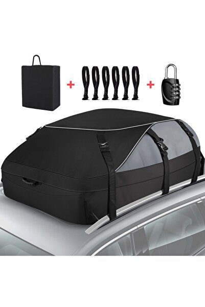 FlashHawk حقيبة حمل الأمتعة على سطح السيارة، حقيبة تنظيم السيارة والسفر، 25 قدمًا مكعبًا، 130*100*43 سم، لون أسود