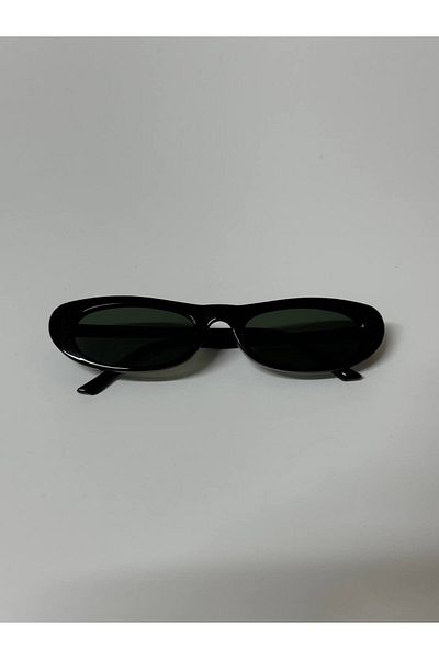 Eyesofia Laurent Slim Design Thin Uv400 Unisex Black Green Sunglasses