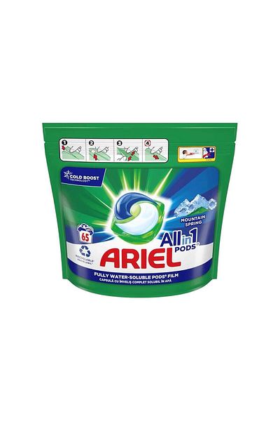 Ariel Detergent De Rufe Capsule All In One Pods Mountain Spring, 65 Spalari