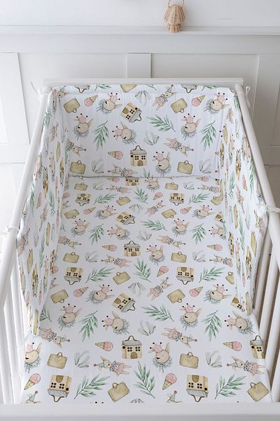 Tuğba Kuğu Baby Bedside Protector and Printed Sheet Sleeping Set - İconic Series - Antique Clown Teddy Bear