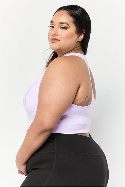 Puma Women Plus Size Brand Logo Padded Sports Bra, Lavender