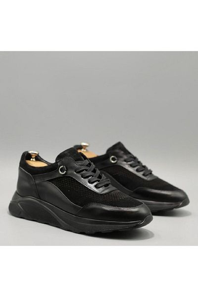 TETRİ Petit Model Genuine Leather Men's Black Sneakers