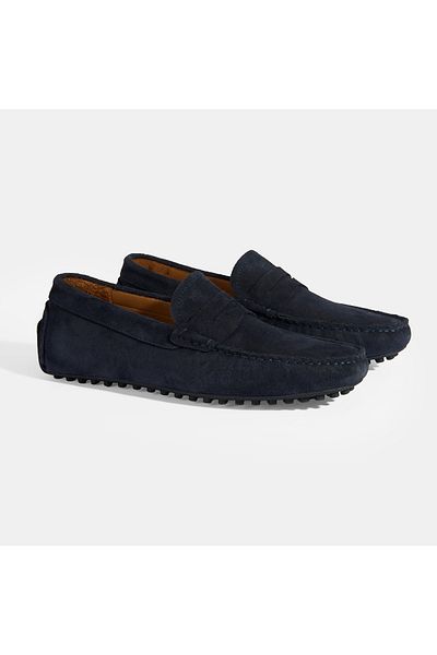 Desa Men's Navy Blue Slip-On Suede Loafer