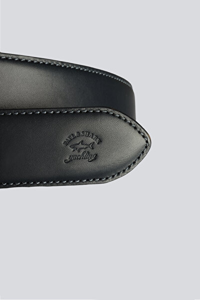 PAUL&SHARK Чоловічий металевий ремінь з шкіряною застібкою та логотипом бренду, темно-синій 21416037-013