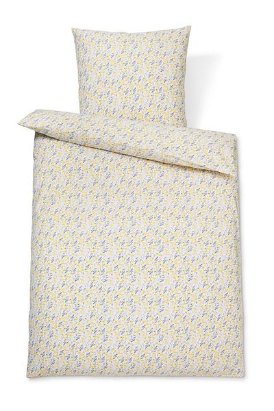 Tchibo Single Premium Floral Cotton Duvet Set 160 X 210 Cm, White/yellow Combo
