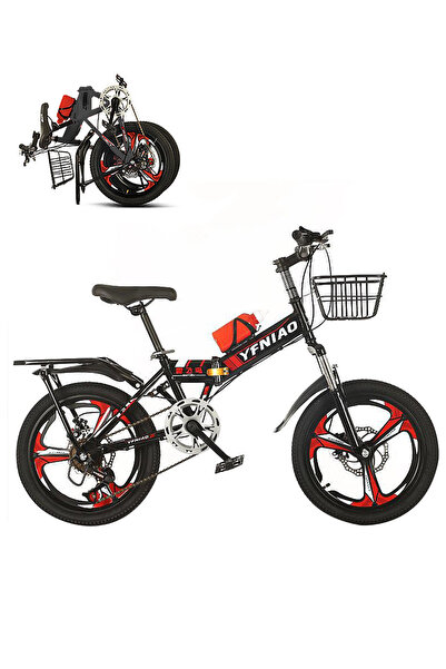 KidLe دراجة أطفال 22 بوصة، دراجة جبلية قابلة للطي 7 سرعات للأطفال، لون أسود -...