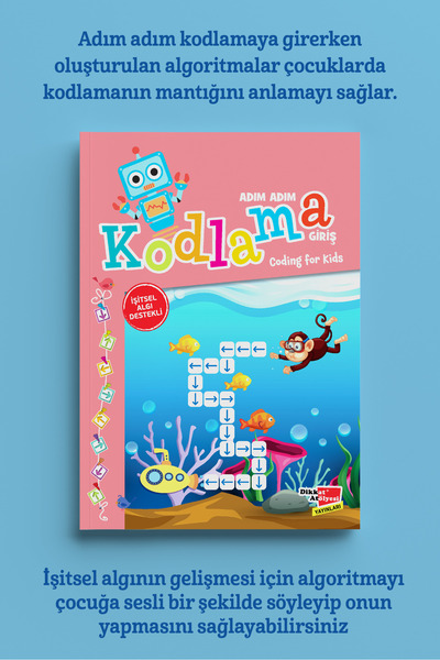 Dikkat Atölyesi Yayınları 4-6 Yaş Okul Öncesi Adım Adım Kodlamaya Giriş Pembe...