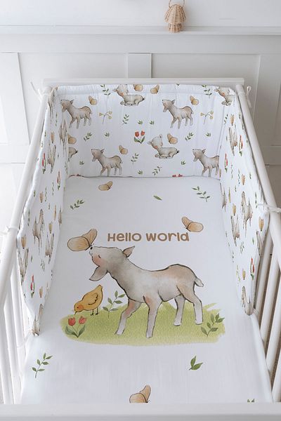 Tuğba Kuğu Baby Sleeping Set - Protective Bedside and Sleeping Sheet - Pure Baby Series - Kelebekle Lamb