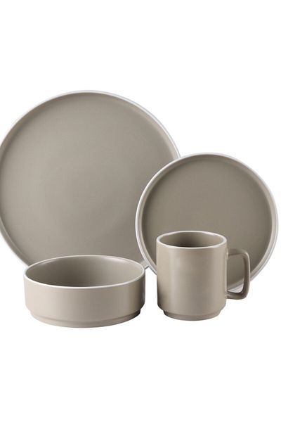 Bien Servi 16-Piece Contemporary Design Stoneware Dinner Set