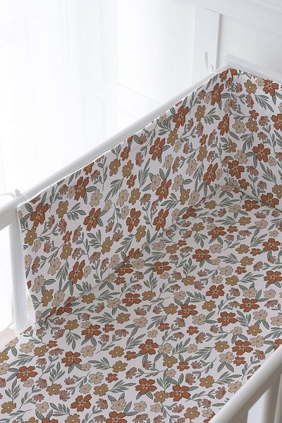 Tuğba Kuğu Baby Bedside Protector and Printed Sheet Sleeping Set - Iconic Series - Vintage Flower