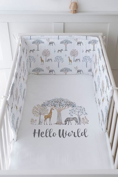 Tuğba Kuğu Baby Bedside Protector and Printed Sheet Sleeping Set - Iconic Series - Safari
