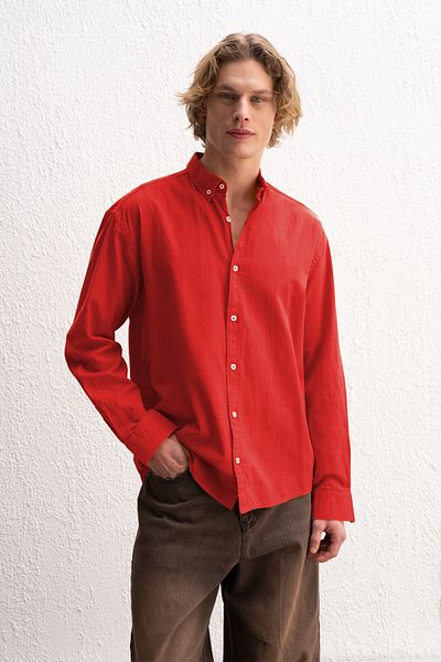 GIESTO Oversized Draped Light Linen Shirt