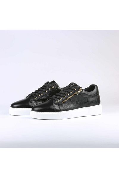 TETRİ Lincoln Model Genuine Leather Men's Black Sneakers