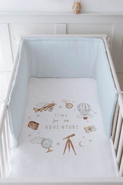 Tuğba Kuğu Baby Bedside Protector and Printed Sheet Sleeping Set - Royal Series - Adventure Baby