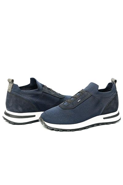 TETRİ Roksane Model Men's Navy Blue Knitwear Sneaker - Genuine Leather Handmade