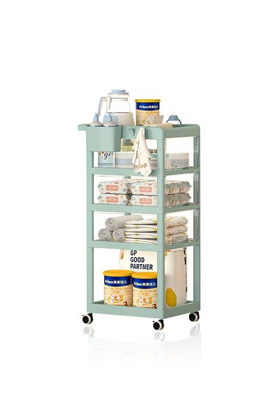 Yeya Multifunctional Baby Trolley Storage Shelf For Supplies, Movable Four-Drawers Shelves