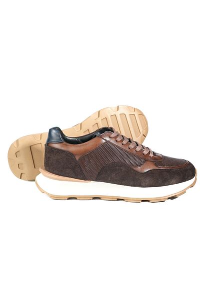 TETRİ Edmond Model Genuine Leather Handmade Men's Brown Sneakers