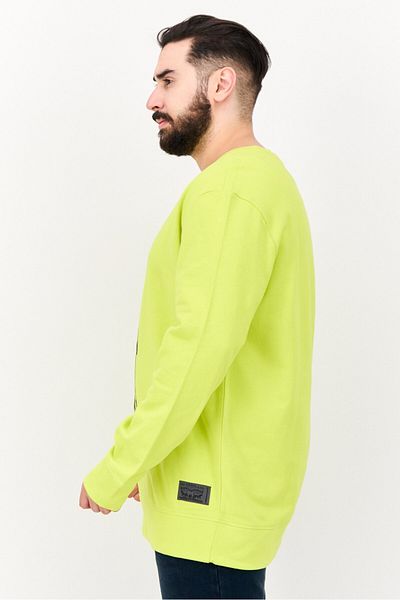 Levi's Men Crew Neck Long Sleeves Brand Logo Sweatshirt, Light Green