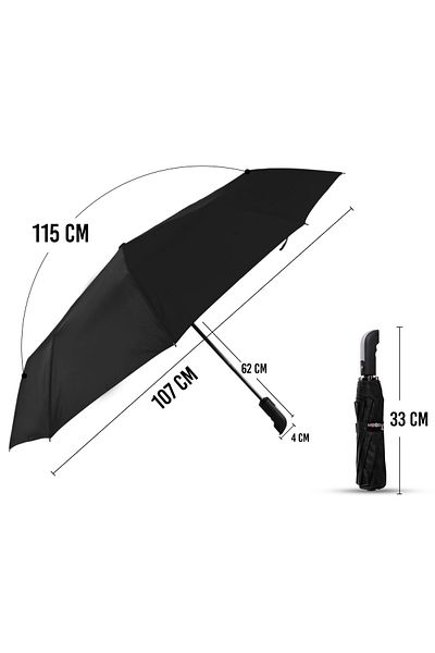 Biggdesign Moods Up Premium Black Automatic Umbrella - Windproof, Quick-drying, Lightweight