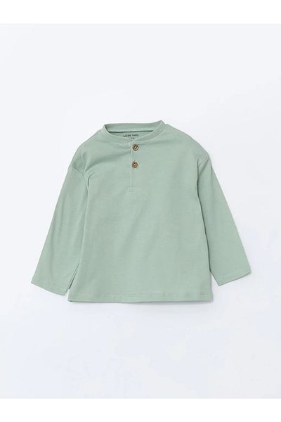 LC Waikiki Lcw Baby Green Buttoned Collar Baby Boy T-Shirt and Pants Set of 2