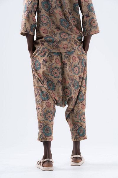SUPERBLUE Men's Patterned Loose Baggy Trousers with Elastic Waist
