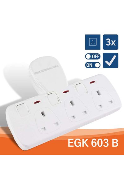 Kistenmacher 3250W 3-BS Socket Lightweight Fast-Charging Compact Wall Socket Adapter White