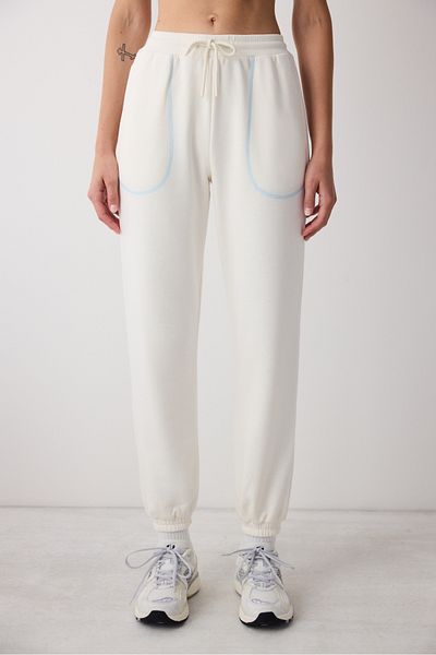 Penti Λευκό ψηλόμεσο ραμμένο λεπτομερές Patrizia Sweatpants - Saude Collection