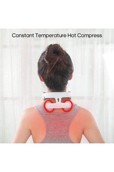 COOYA 4-Head Cervical Spine Massager,Strength Adjustment,USB Rechargeable,Intelligent Pulse Heating