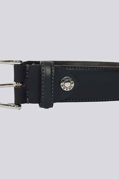 PAUL&SHARK Men's Metal Buckle Leather Brand Logo Navy Blue Belt 21416037 -013