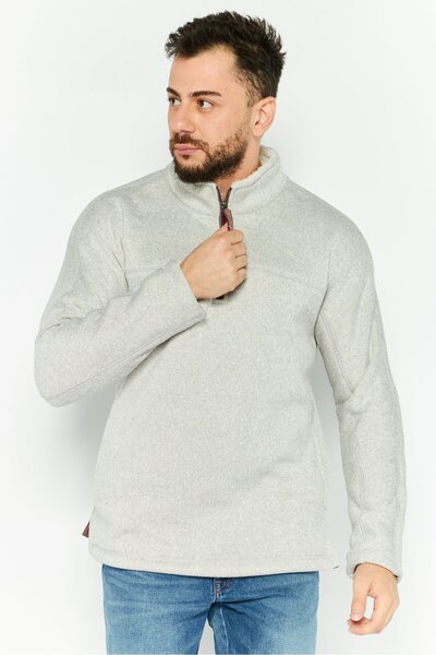 True Grit Men High Neck Long Sleeves Heather Sweatshirt, Grey