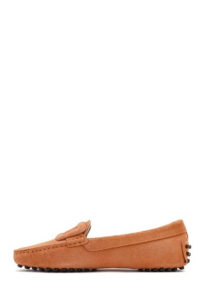 Derimod Women's Orange Suede Leather Loafer 25Sfd 291010