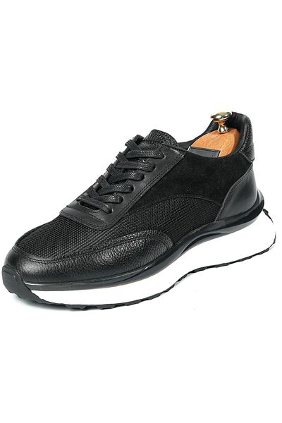 TETRİ George Model - Genuine Leather Men's Black Sneakers