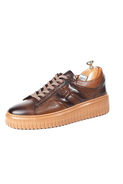 TETRİ Dantes Model Genuine Leather Handmade Men's Brown Casual Sneaker