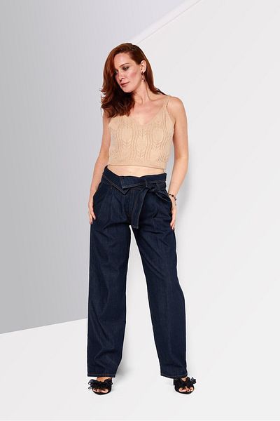 Stella McCartney بنطلون جينز نسائي عادي غير قابل للتمدد، لون أزرق داكن