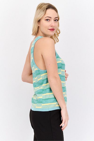 Cotton On Women Plus Size Asymmetrical Neck One Shoulder Sleeve Textured Top, Green Combo