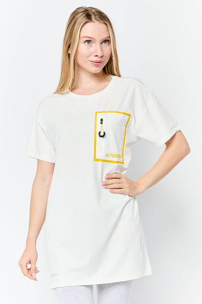 adidas Women Sportswear Fit Short Sleeve Outdoor Top, Off White
