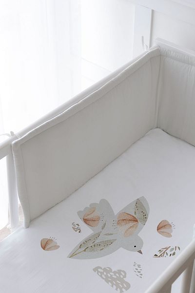 Tuğba Kuğu Baby Bedside Protector and Printed Sheet Sleeping Set - Royal Series - Flying Bird
