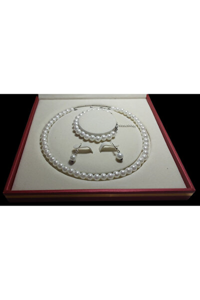 AYTENS TAKI İnci Set, Paslanmaz Çelik Uzatma Zincirli Kolye Bileklik Küpe