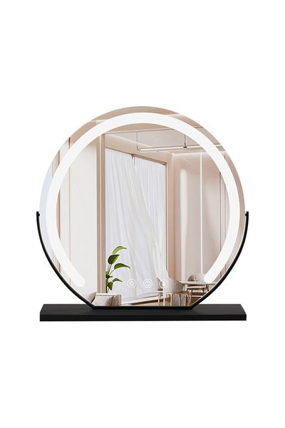 ETG مرآة مكياج فانيتي 40 سم مع أضواء، مرآة تجميل دوارة 360 درجة