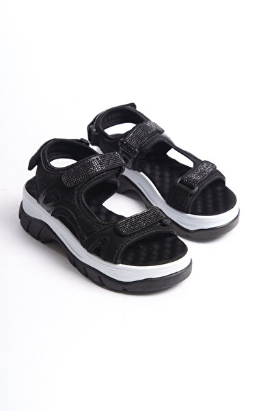 Solo Bag DEL'SOLERA Günlük Ortopedik Taban Rahat Hafif Taşlı Şık Cırtlı Ayarlanabilir Tokalı Sandalet