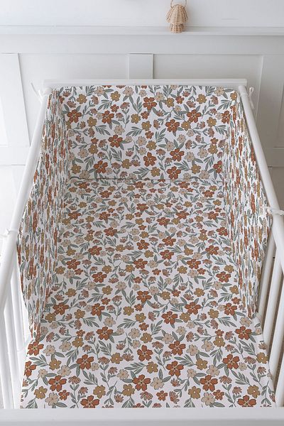 Tuğba Kuğu Baby Bedside Protector and Printed Sheet Sleeping Set - Iconic Series - Vintage Flower