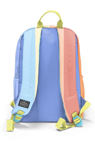 Coral High Colorful Striped 3-Piece School Bag Set Set0123680