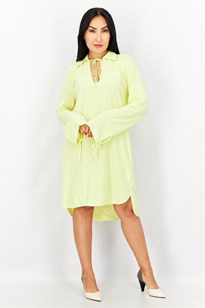 Esprit Women Plain Midi Casual Dress, Yellow