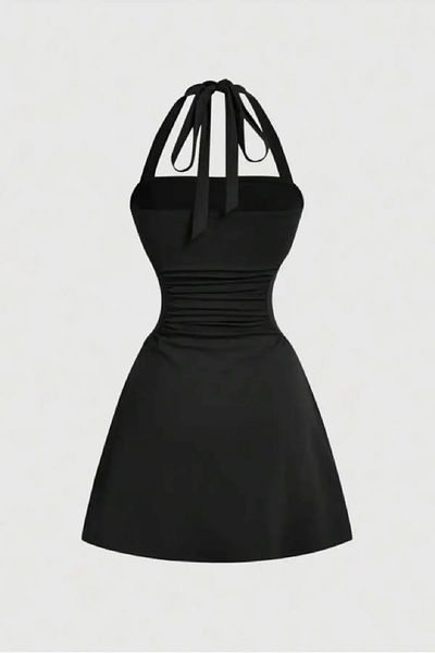 World Fashion Trends Halter Neck Gathered Waist Mini Dress Jt5064